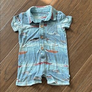 Posh Peanut Sailboat Print Baby Romper